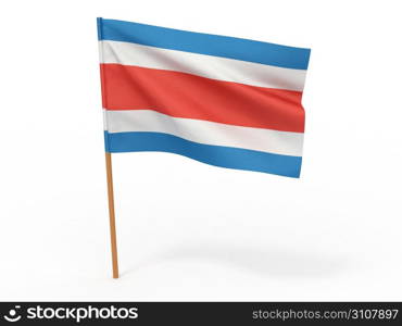 Flag of costa rica . 3d