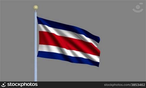 Flag of Costa Rica waving in the wind - highly detailed flag including alpha matte for easy isolation - Flagge Costa Ricas im Wind inklusive Alpha Matte