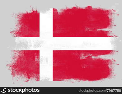 Flag of Denmark painted with brush on solid background,