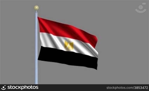 Flag of Egypt waving in the wind - highly detailed flag including alpha matte for easy isolation - Flagge Aegyptens im Wind inklusive Alpha Matte
