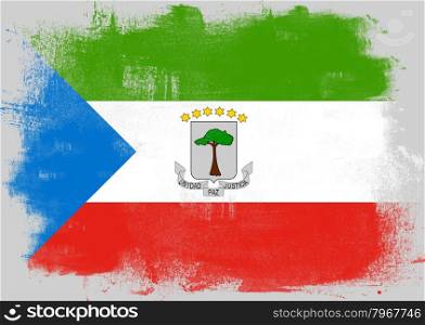 Flag of Equatorial Guinea painted with brush on solid background,