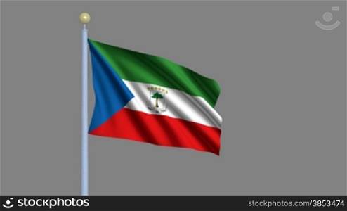 Flag of Equatorial Guinea waving in the wind - highly detailed flag including alpha matte for easy isolation - Flagge -quatorialguineas im Wind inklusive Alpha Matte