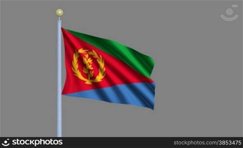 Flag of Eritrea waving in the wind - highly detailed flag including alpha matte for easy isolation - Flagge Eritreas im Wind inklusive Alpha Matte