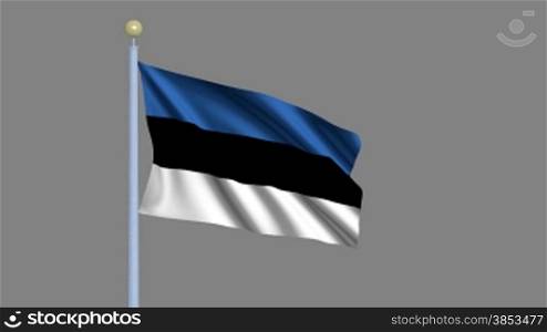 Flag of Estonia waving in the wind - highly detailed flag including alpha matte for easy isolation - Flagge Estonias im Wind inklusive Alpha Matte