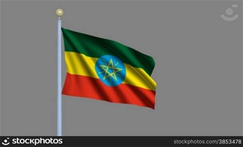Flag of Ethiopia waving in the wind - highly detailed flag including alpha matte for easy isolation - Flagge -thiopiens im Wind inklusive Alpha Matte