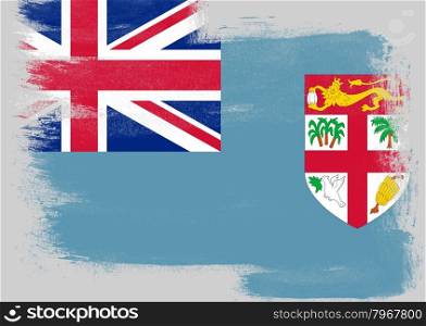 Flag of Fiji painted with brush on solid background,