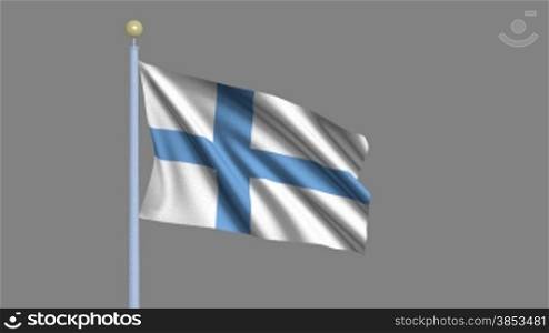 Flag of Finland waving in the wind - highly detailed flag including alpha matte for easy isolation - Flagge Finnlands im Wind inklusive Alpha Matte