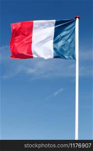 Flag of France waving in the sky