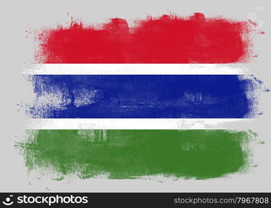 Flag of Gambia painted with brush on solid background,