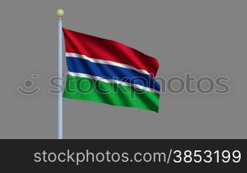 Flag of Gambia waving in the wind - highly detailed flag including alpha matte for easy isolation - Flagge Gambias im Wind inklusive Alpha Matte