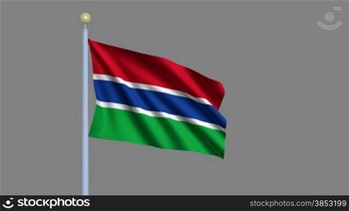 Flag of Gambia waving in the wind - highly detailed flag including alpha matte for easy isolation - Flagge Gambias im Wind inklusive Alpha Matte