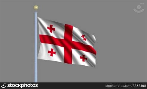 Flag of Georgia waving in the wind - highly detailed flag including alpha matte for easy isolation - Flagge Georgiens im Wind inklusive Alpha Matte