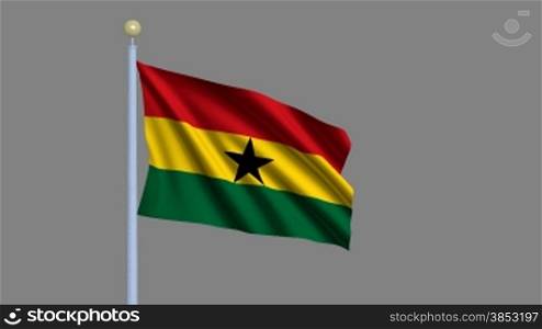 Flag of Ghana waving in the wind - highly detailed flag including alpha matte for easy isolation - Flagge Ghanas im Wind inklusive Alpha Matte