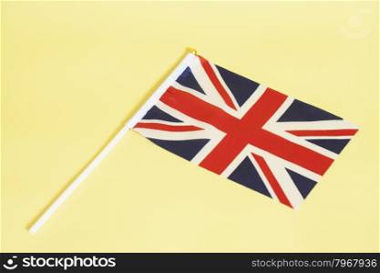 Flag of Great Britain on yellow background