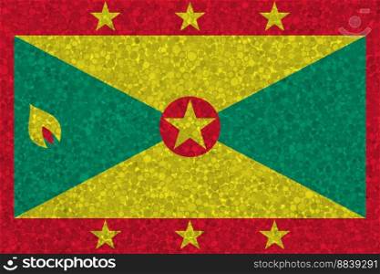 Flag of Grenada on styrofoam texture. national flag painted on the surface of plastic foam. Flag of Grenada on styrofoam texture