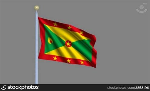 Flag of Grenada waving in the wind - highly detailed flag including alpha matte for easy isolation - Flagge Grenadas im Wind inklusive Alpha Matte