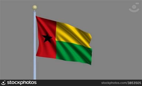Flag of Guinea-Bissau waving in the wind - highly detailed flag including alpha matte for easy isolation - Flagge von Guinea-Bissau im Wind inklusive Alpha Matte