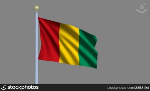 Flag of Guinea waving in the wind - highly detailed flag including alpha matte for easy isolation - Flagge Guineas im Wind inklusive Alpha Matte