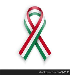 Flag of Hungary. Abstract hungarian ribbons isolated on white, vector illustration