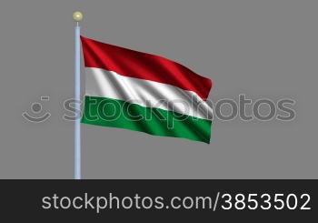 Flag of Hungary waving in the wind - highly detailed flag including alpha matte for easy isolation - Flagge Ungarns im Wind inklusive Alpha Matte