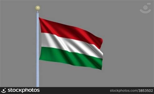 Flag of Hungary waving in the wind - highly detailed flag including alpha matte for easy isolation - Flagge Ungarns im Wind inklusive Alpha Matte