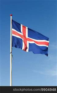 Flag of Iceland waving in the sky