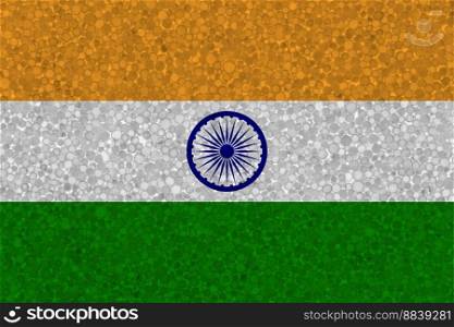 Flag of India on styrofoam texture. national flag painted on the surface of plastic foam. Flag of India on styrofoam texture