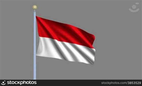 Flag of Indonesia waving in the wind - highly detailed flag including alpha matte for easy isolation - Flagge Indonesiens im Wind inklusive Alpha Matte