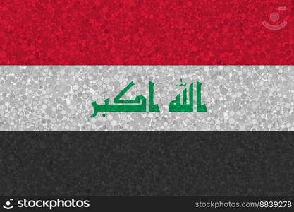 Flag of Iraq on styrofoam texture. national flag painted on the surface of plastic foam. Flag of Iraq on styrofoam texture