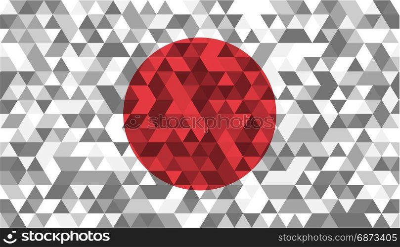 Flag of Japan. Celled stylization japanese national flag. illustration. Flag of Japan. Celled stylization japanese national banner. illustration. Polygonal triangular shining background.