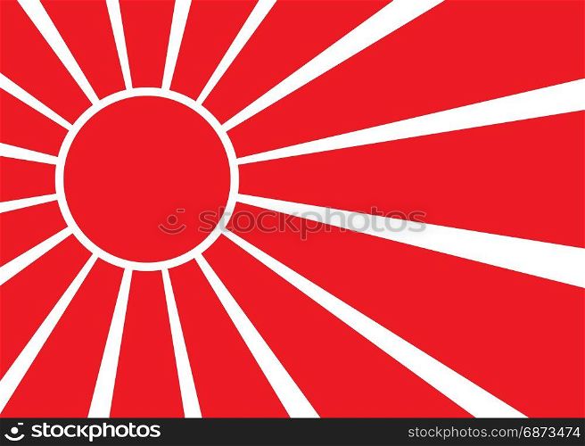 Flag of Japan. Celled stylization japanese national flag. illustration. Flag of Japan with red rays. Stylization of japanese national banner. illustration