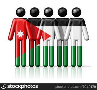 Flag of Jordan on stick figure - national and social community symbol 3D icon. Flag of Jordan on stick figure