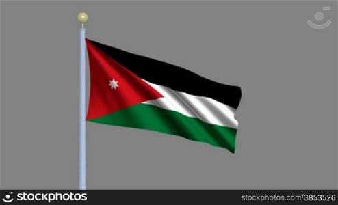 Flag of Jordan waving in the wind - highly detailed flag including alpha matte for easy isolation - Flagge Jordaniens im Wind inklusive Alpha Matte