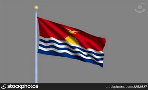 Flag of Kiribati waving in the wind - highly detailed flag including alpha matte for easy isolation - Flagge Kiribatis im Wind inklusive Alpha Matte