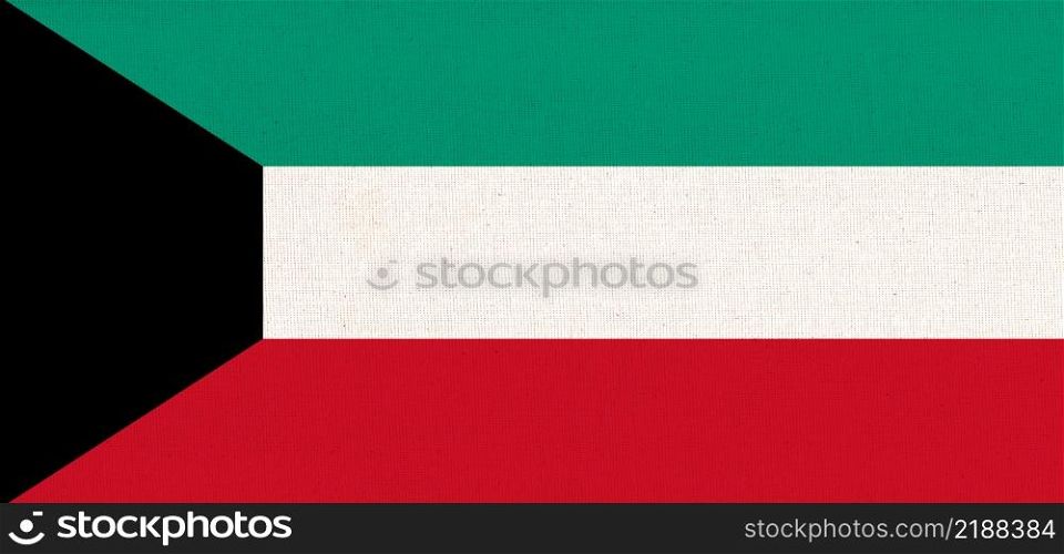 Flag of Kuwait. Kuwait state symbol. flag on fabric surface. Fabric Texture. Kuwait state symbol. Flag of Kuwait. Kuwait state symbol. flag on fabric surface