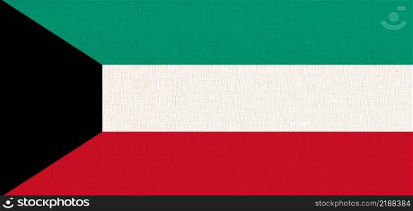 Flag of Kuwait. Kuwait state symbol. flag on fabric surface. Fabric Texture. Kuwait state symbol. Flag of Kuwait. Kuwait state symbol. flag on fabric surface