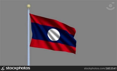 Flag of Laos waving in the wind - highly detailed flag including alpha matte for easy isolation - Flagge Laos im Wind inklusive Alpha Matte