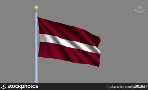 Flag of Latvia waving in the wind - highly detailed flag including alpha matte for easy isolation - Flagge Lettlands im Wind inklusive Alpha Matte