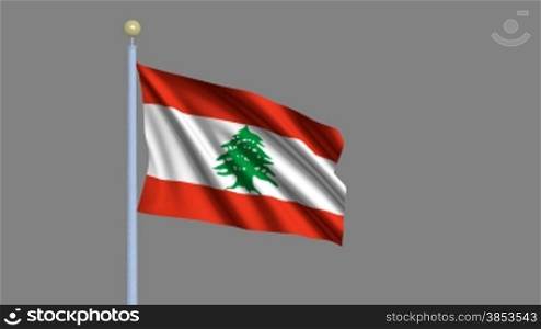 Flag of Lebanon waving in the wind - highly detailed flag including alpha matte for easy isolation - Flagge Libanons im Wind inklusive Alpha Matte