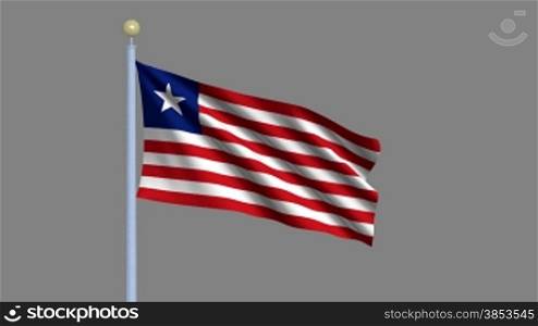 Flag of Liberia waving in the wind - highly detailed flag including alpha matte for easy isolation - Flagge Liberias im Wind inklusive Alpha Matte