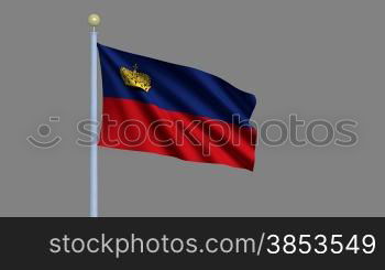 Flag of Liechtenstein waving in the wind - highly detailed flag including alpha matte for easy isolation - Flagge Liechtensteins im Wind inklusive Alpha Matte