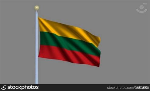 Flag of Lithuania waving in the wind - highly detailed flag including alpha matte for easy isolation - Flagge Litauens im Wind inklusive Alpha Matte