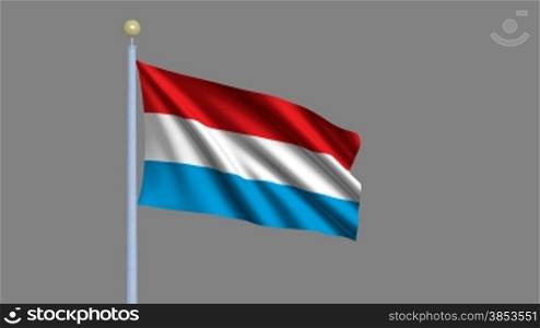 Flag of Luxembourg waving in the wind - highly detailed flag including alpha matte for easy isolation - Flagge Luxemburgs im Wind inklusive Alpha Matte