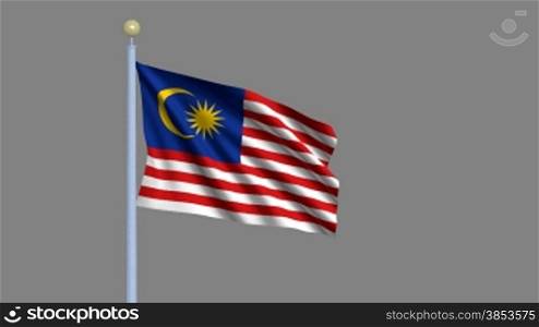 Flag of Malaysia waving in the wind - highly detailed flag including alpha matte for easy isolation - Flagge Malaysias im Wind inklusive Alpha Matte