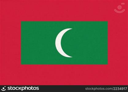 Flag of Maldives. Maldives flag on fabric surface. Fabric Texture. National symbol. Republic of Maldives. Flag of Maldives. flag on fabric surface. Fabric Texture