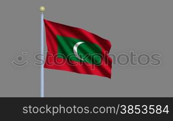 Flag of Maldives waving in the wind - highly detailed flag including alpha matte for easy isolation - Flagge der Malediven im Wind inklusive Alpha Matte