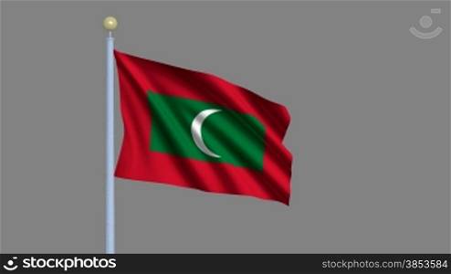 Flag of Maldives waving in the wind - highly detailed flag including alpha matte for easy isolation - Flagge der Malediven im Wind inklusive Alpha Matte