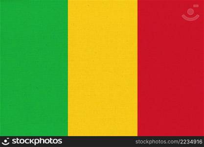 Flag of Mali. Mali flag on fabric surface. Fabric Texture. National symbol. Republic of Mali. Flag of Mali. flag on fabric surface. Fabric Texture