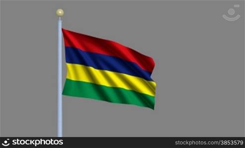 Flag of Mauritius waving in the wind - highly detailed flag including alpha matte for easy isolation - Flagge Mauritius im Wind inklusive Alpha Matte