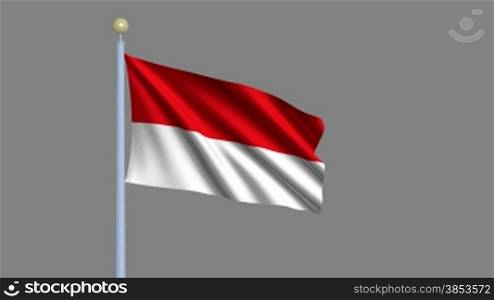 Flag of Monaco waving in the wind - highly detailed flag including alpha matte for easy isolation - Flagge Monacos im Wind inklusive Alpha Matte